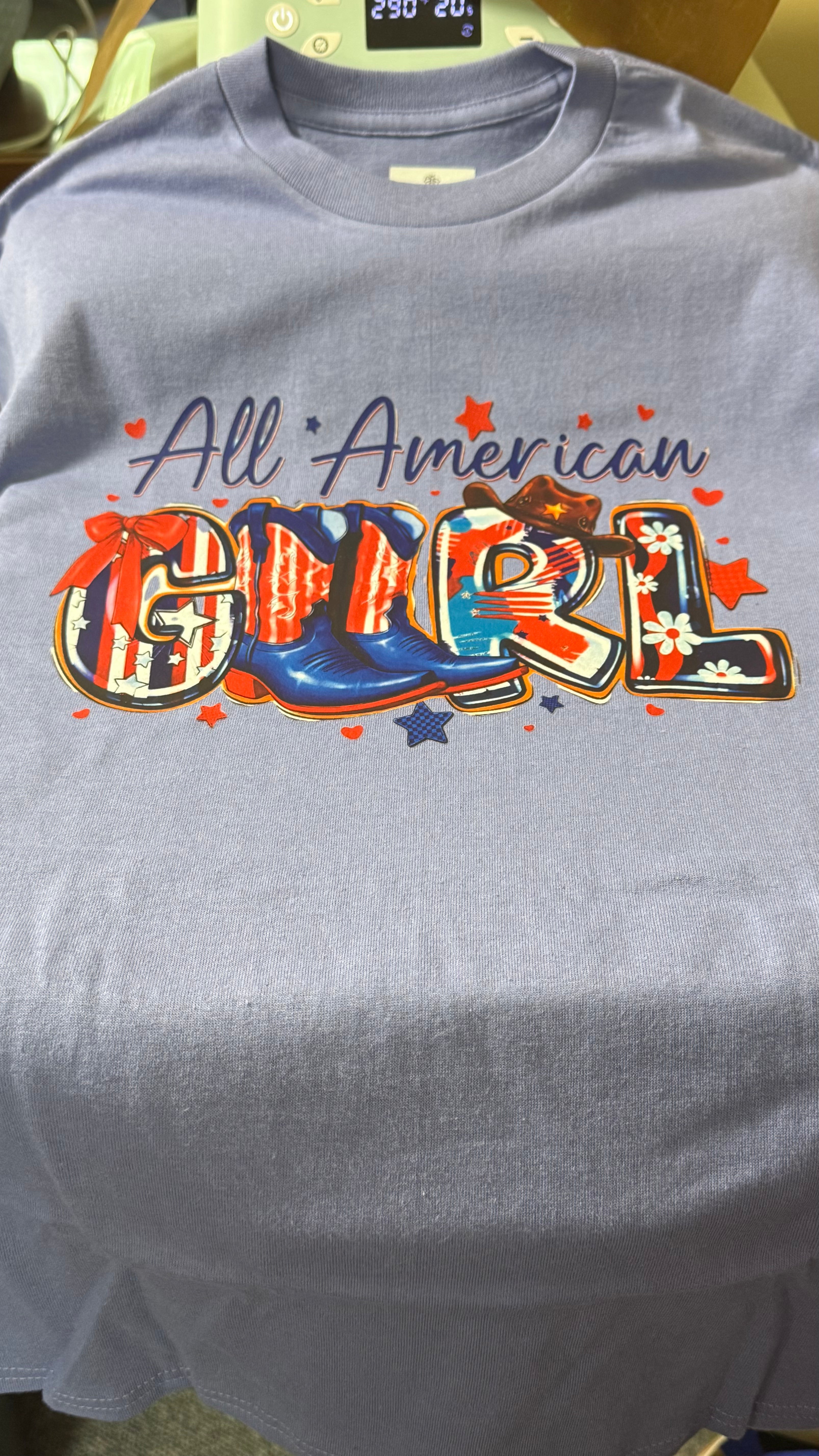 All American Girl Western Patriotic Graphic Tee