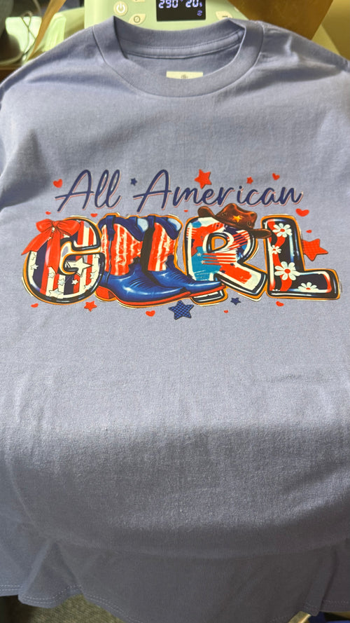 All American Girl Western Patriotic Graphic Tee