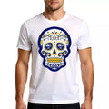 Buffalo Sabres Inspired Sugar Skull Shirt – Blue & Gold Hockey Graphic Tee for Fans