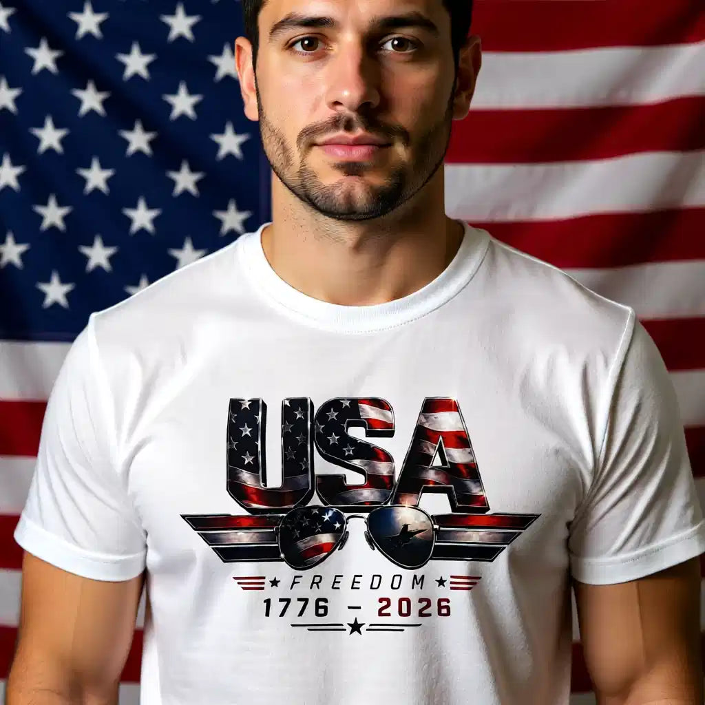 USA Freedom 1776–2026 Patriotic Graphic Tee