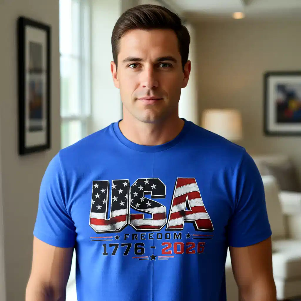 USA Freedom 1776–2026 Patriotic Graphic Tee